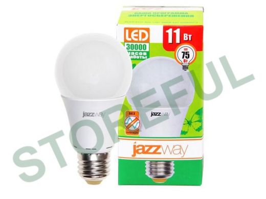 Светодиодная лампа A60 Е27 11W 3000K  JazzWay PLED-ECO  880Lm 220В аналог 75Вт