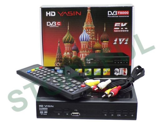 .YASIN DVB T8000 T+C  эфирный+кабельный, железо,кнопки, дисплей, шнур 3т/3 т