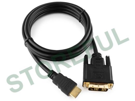 Кабель HDMI-DVI  Cablexpert CC-HDMI-DVI-6, 19M/19M, 1.8м, single link, черный,позол.разъемы, экран,