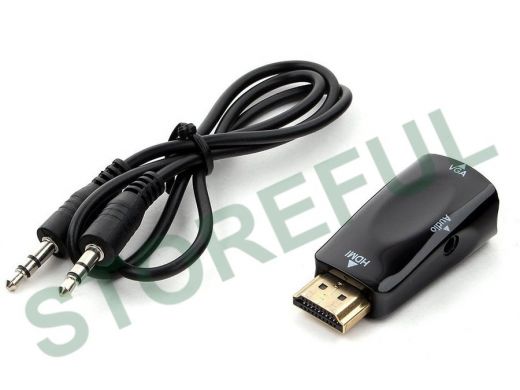 Переходник HDMI штекер / VGA гнездо Cablexpert A-HDMI-VGA-02, 19M/15F, Jack3.5 выход, из HDMI в VGA