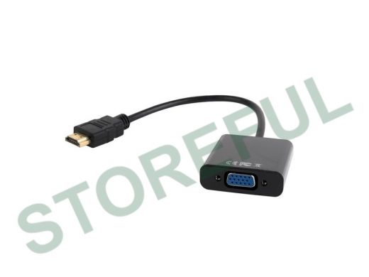 Переходник HDMI штекер / VGA гнездо Cablexpert A-HDMI-VGA-03, 19M/15F, 15см, Jack3.5, из HDMI в VGA