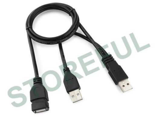 Кабель удлинитель USB2.0 Pro Cablexpert CCP-USB22-AMAF-3, 2xAM/AF, 90cм, экран, черный CCP-USB22-AMA