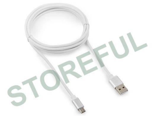 Кабель микро USB (AM/microBM)  1.8 м Cablexpert CC-S-mUSB01W-1.8M, USB 2.0, серия Silver,белый