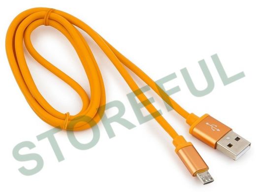 Кабель микро USB (AM/microBM)  1.0 м Cablexpert CC-S-mUSB01O-1M, USB 2.0, серия Silver,оранжевый