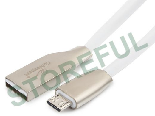 Кабель микро USB (AM/microBM)  1.0 м Cablexpert CC-G-mUSB01W-1M,  USB 2.0 ,серия Gold, белый