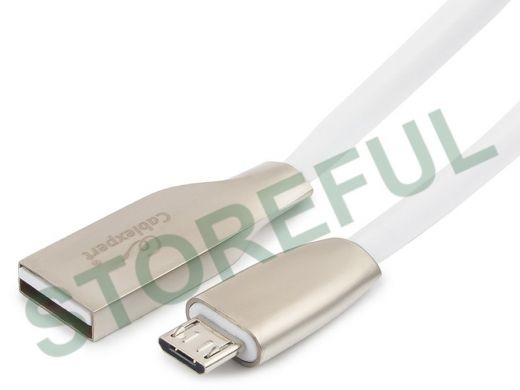 Кабель микро USB (AM/microBM)  1.8 м Cablexpert CC-G-mUSB01W-1.8M, USB 2.0,серия Gold, белый