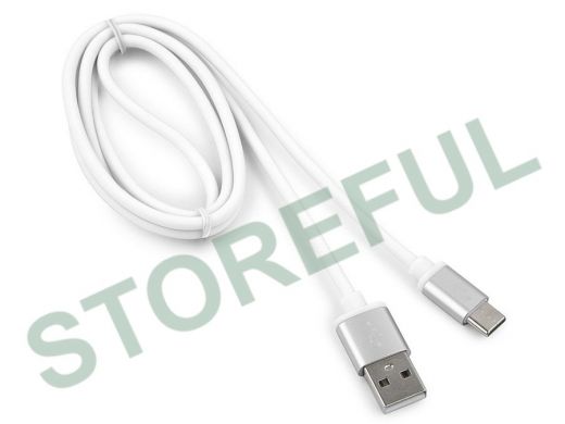 Шнур USB / Type-C Cablexpert CC-S-USBC01W-1M, AM/Type-C, серия Silver, длина 1м, белый, блистер,2,0