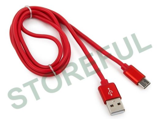 Шнур USB / Type-C Cablexpert CC-S-USBC01R-1M, AM/Type-C,серия Silver, длина 1м,красный,блистер, 2,0