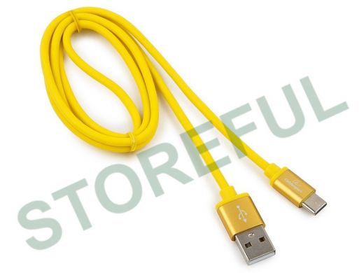 Шнур USB / Type-C Cablexpert CC-S-USBC01Y-1M, AM/Type-C, серия Silver, длина 1м,желтый, блистер, 2,0