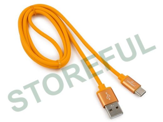 Шнур USB / Type-C Cablexpert CC-S-USBC01O-1M, AM/Type-C,серия Silver,длина 1м,оранжевый,блистер,2,0