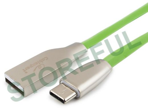 Шнур USB / Type-C Cablexpert CC-G-USBC01Gn-1M, AM/Type-C, серия Gold, длина 1м, зеленый, блистер