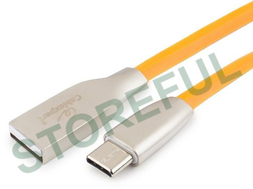 Шнур USB / Type-C Cablexpert CC-G-USBC01O-1M, AM/Type-C, серия Gold, длина 1м, оранжевый, блистер