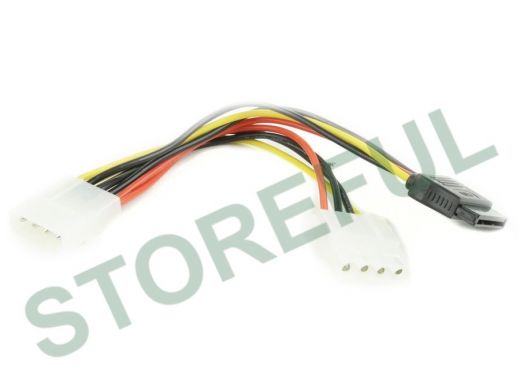 Кабель питания SATA Cablexpert CC-SATA-PSY2, 15см, molex 4pin/molex4pin+sata 15pin, на 2 устр. CC-SA