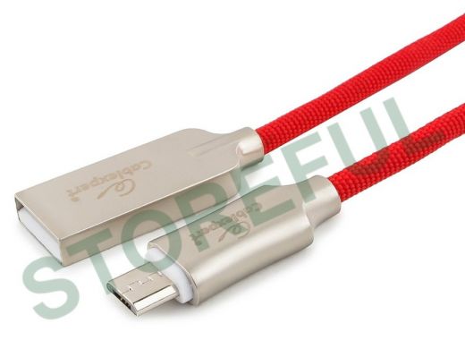 Кабель микро USB (AM/microBM)  1.0 м Cablexpert CC-P-mUSB02R  USB 2.0, серия Platinum,красный