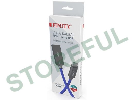 Кабель микро USB (AM/microBM)  1.2 м FINITY FUM-07 Premium Series, круглый, 2.4A,  цвет: синий