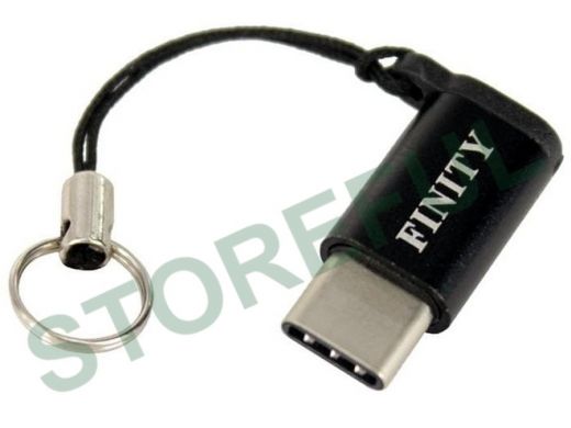 Переходник Type-C - микро USB(m) Finity, плоский, алюминий, цвет: черный