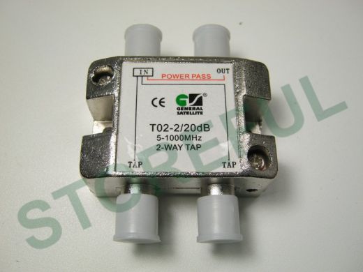 Ответвитель на 2 вых. 20db T02-2/20  40-2150 MГц спутниковые