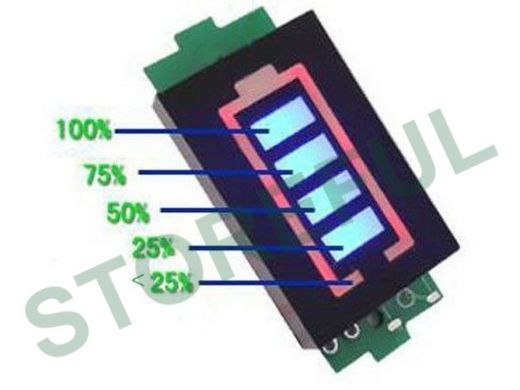 Индикатор заряда Li-ion батареи 2S (7,4В.) 31*20*7 мм.