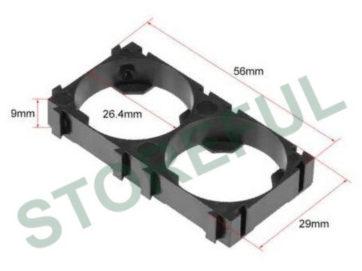 кронштейн-ячейка 2-х местная под аккумуляторы 26650 для изготовления батарей