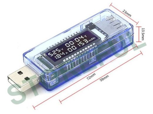 Мини USB метр OLED, напряжение, ток, мАч