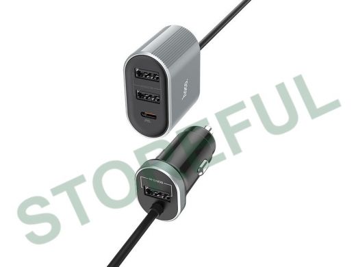 Автомобильный адаптер HOCO Z35 Серый (QC3.0,2400mA,5V) USB+TypeC