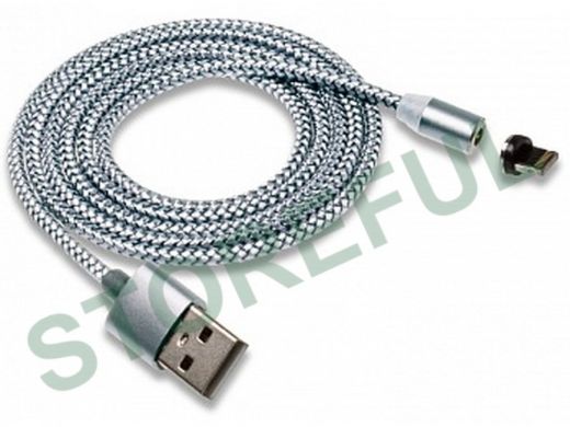 Шнур USB / Lightning Walker С590, магнитный, индикатор, 2.4А, серебро