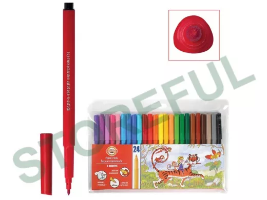 Фломастеры "BR-101267", 24 цвета, смываемые, трехгранные, пластиковая упаковка, европодвес