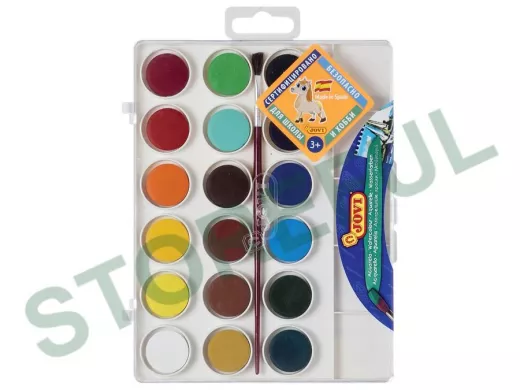 Краски акварельные  "BR-102567", 18 цветов, с кистью, пластиковая коробка, европодвес, 800/18