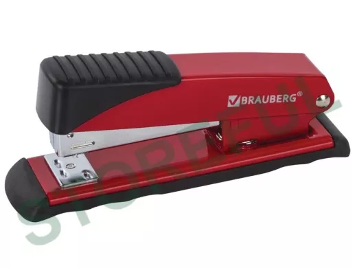 Степлер №24/6, 26/6 металлический  "BR-106318" "Office", до 30 листов, красный
