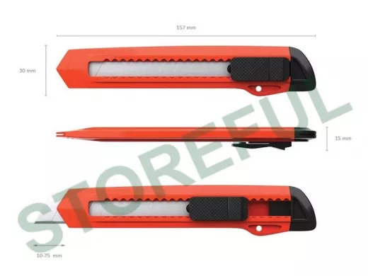 Нож канцелярский 18 мм "IQKANC 108206", автофиксатор, корпуса в ассортименте, подвес