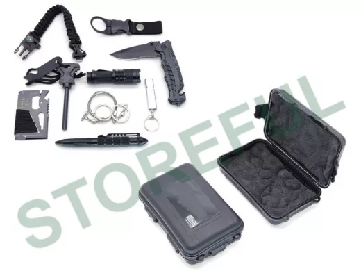 Набор для выживания в лесу "ABI-110415" фонарь, нож, ручка, огниво, пила, свисток, компас, кейс