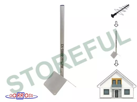 Кронштейн антенный на конёк крыши, диаметр 32мм AirTver-600V2-126088 серый высота 60см с заглушкой