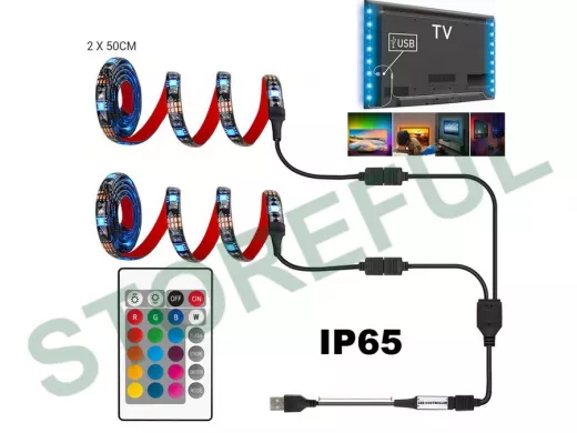 "ABBIKUS-126181" RGB светодиодная лента 2*0.5м, штекер USB, пульт управления