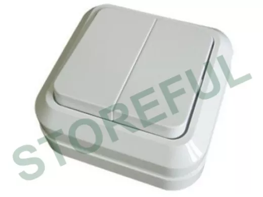 Выключатель TDM 2кл., Ладога, о/у, IP20, 10А, белый SQ1801-0003