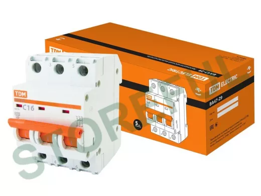 Автоматический выключатель ВА47-29 3Р 16А 4,5кА х-ка С TDM SQ0206-0109