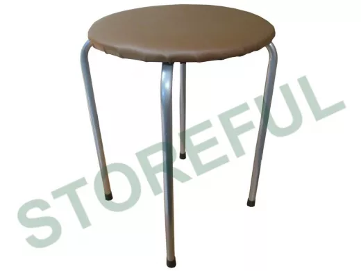 Табурет универсальный "TABURETTO-13988" круглое сиденье, серебристые ножки, коричневый верх