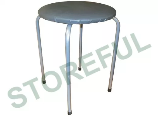 Табурет универсальный "TABURETTO-13990" круглое сиденье, серебристые ножки, светлый верх