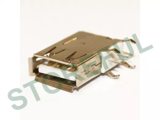 Разъём компьют: гнездо USB-A на плату (выводы сбоку плоскости)