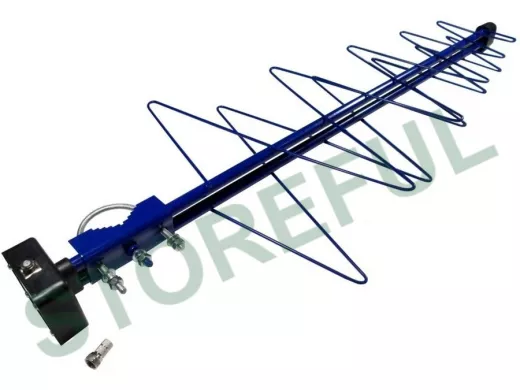 "БАБОЧКА-15А-5ВОЛЬТ" АКТИВНАЯ СИНЯЯ уличная ТВ антенна с усилителем DVB-T2, питание 5В от приёмника