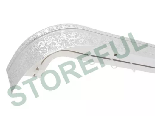 200см карниз КРУЖЕВО СЕРЕБРО БЕЛЫЙ 2х рядный с декор. планкой 70мм в инд. упаковке. ультракомпакт