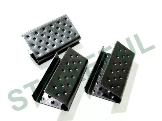 Скрепа 16х0,5 чёрная для полипропиленовой стрепленты шириной 15мм (цена за 1шт, в упаковке 1000 шт)