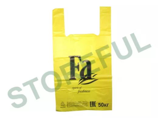 Пакет майка ПНД 30х16х57 30мкм FA жёлтая (200шт./уп) (цена за 1шт)