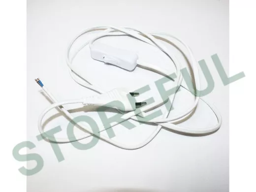 Шнур сетевой L-1,8 м с БРА-выключателем, белый ШВВП 2*0,50мм.кв,