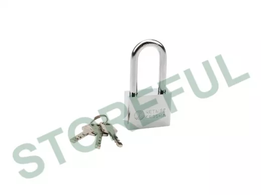 Навесной замок 50 мм сталь длинная дужка "Четыре сезона" 79-0045