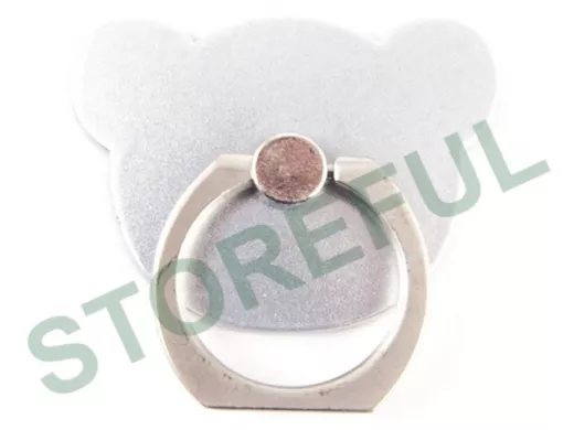 Подставка  для смартфона мини, универсальный,  "Кольцо-Мишка", квадрат, серебристый