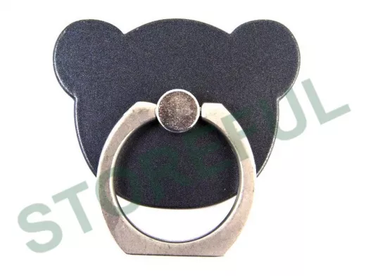 Подставка  для смартфона мини, универсальный,  "Кольцо-Мишка", квадрат, серый