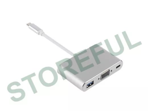Орбита OT-AVW55 переходник (штекер TYPE-C - гнездо USB 3.0/VGA/TYPE-C) 15см
