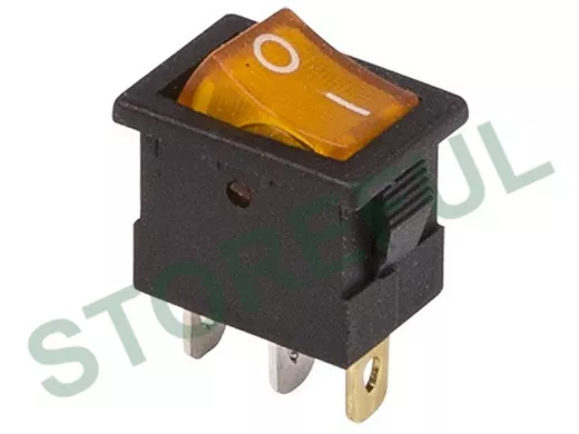 Выключатель клавишный 12V 15А (3с) ON-OFF желтый  с подсветкой  Mini  REXANT
