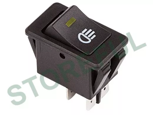 Выключатель клавишный 12V 35А (4с) ON-OFF  с желтой LED подсветкой  REXANT