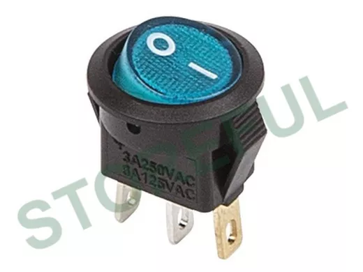 Выключатель клавишный круглый 250V 3А (3с) ON-OFF синий  с подсветкой  Micro  REXANT